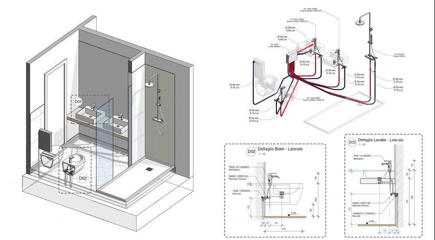 Sistemi semplici e completi, totalmente preconfigurati. I terminali contengono già i flussi, i collettori leggono già la somma di tutte le portate richieste, inoltre è possibile estrarre i dettagli d'installazione direttamente dal modello. L'utente deve semplicemente spostare i componenti nella posizione necessaria abbattendo cosi drasticamente i tempi di modellazione.