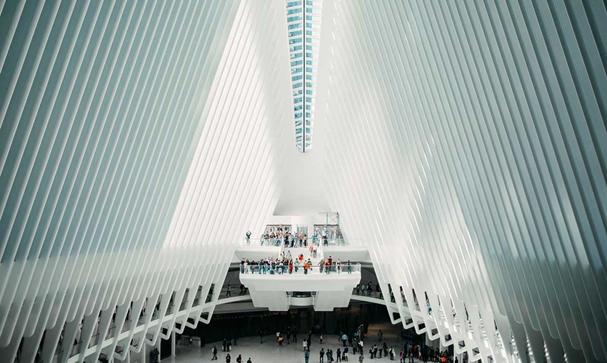 One World Trade center, New York, visto dall'interno