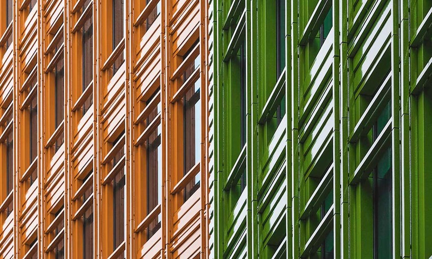 orange and green building