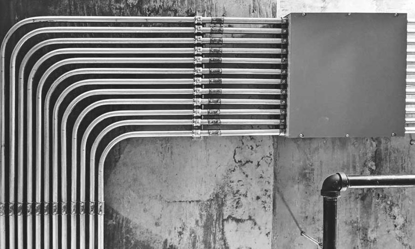 plumbing pipes aligned, concept collaboration