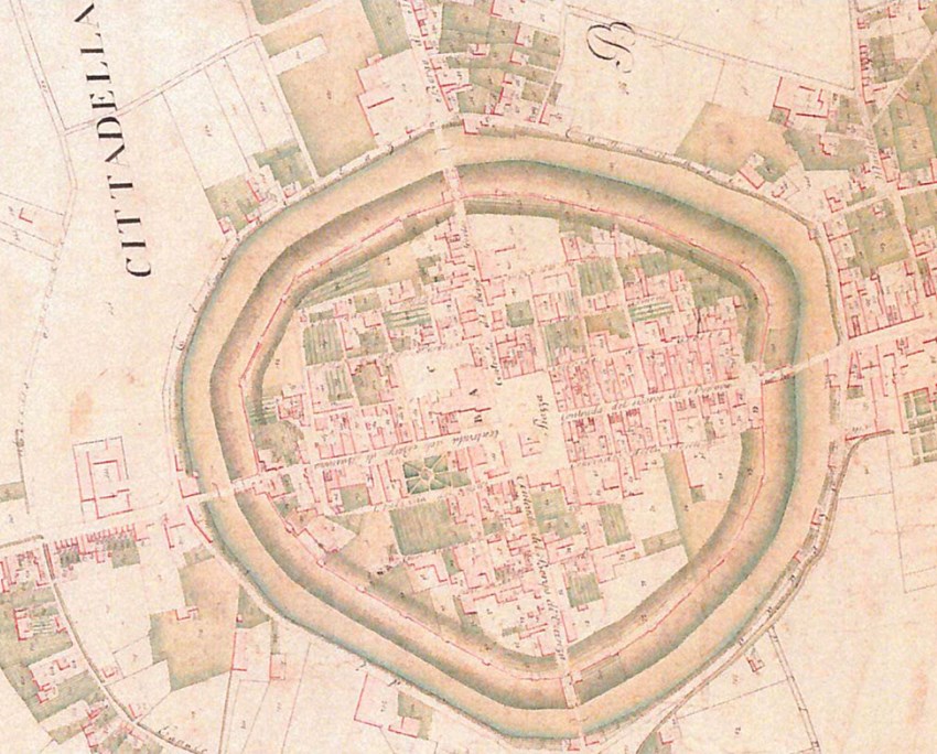 Old map of the Cittadella in Padua, used for HBIM