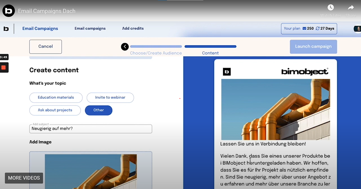 Einführung Email Campaigns | BIMobject