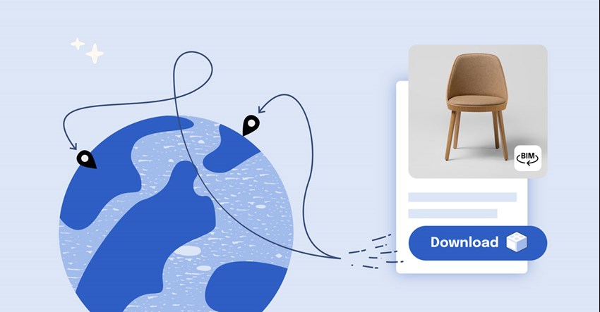 Sedia marrone in formato BIM con mappamondo azzurro