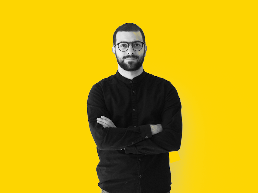 Architect Riccardo Piazzai on yellow background