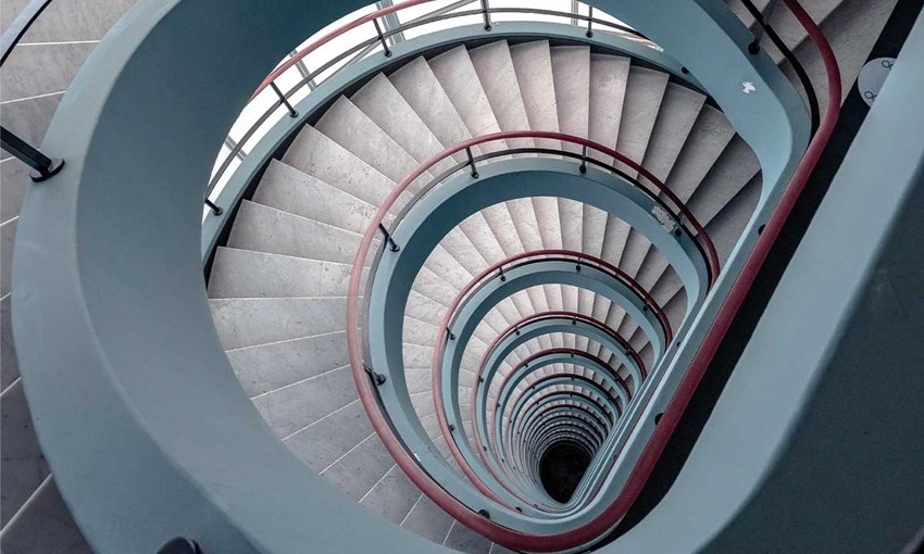 blue staircase. Concept centre on a new focus